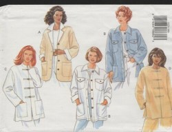 3323 BUTTERICK EASY LOOSE LONGER POCKETS/ LINED  OR NOT JACKET PATTERN 8-12 UNCUT